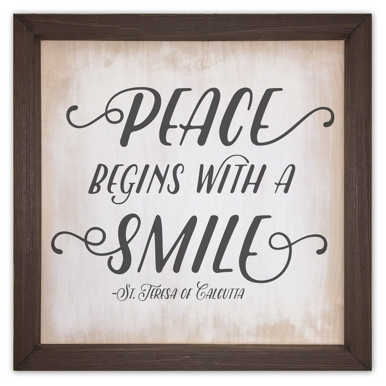 "Peace Begins" Rustic Framed Quote