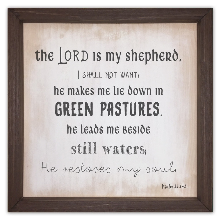 "The Lord is my Shepherd" Rustic Framed Quote