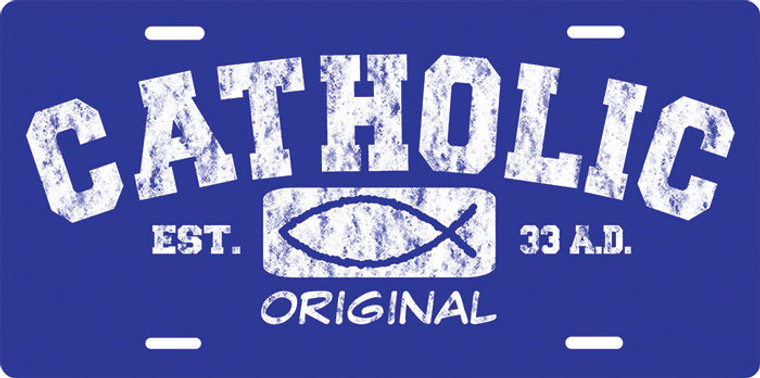 Catholic Original (blue) License Plate