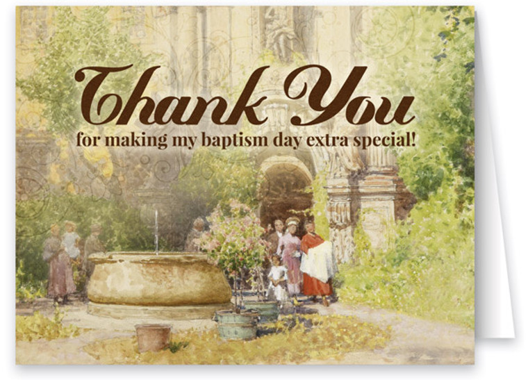 Watercolor Baptismal Gardens Thank You Note Card Watercolor Baptismal Gardens Thank You Note Card