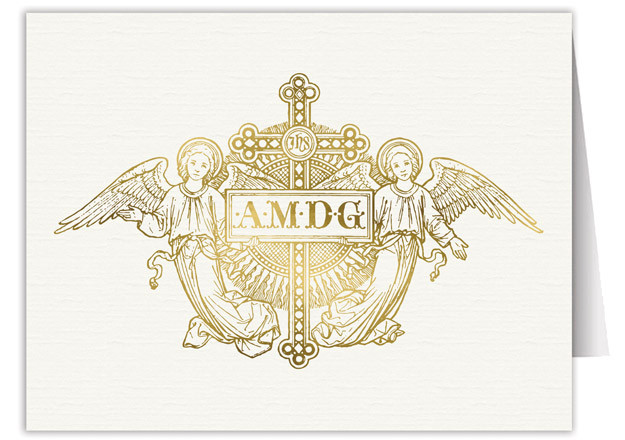 AMDG Angels Woodcut Note Card