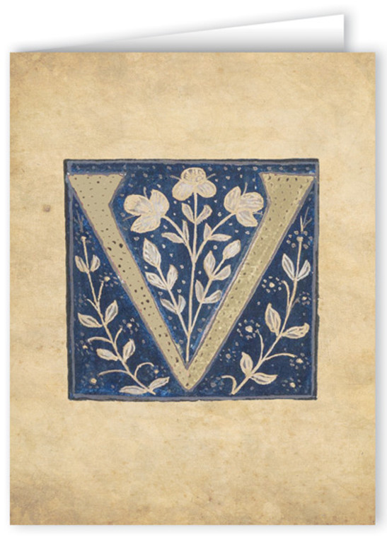 Letter V Illuminated Manuscript Note Card