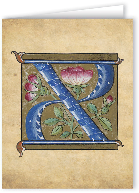 Letter X Illuminated Manuscript Note Card