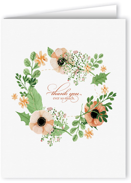 Wreath of Poppies Thank You Note Card