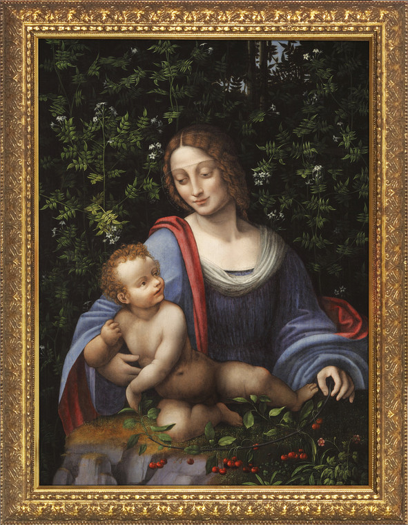 Madonna and Child in a Jasmine Bower - Gold Framed Art