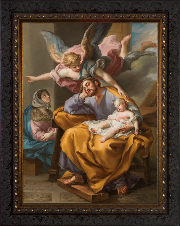 Joseph's Dream by Vicente L��pez Porta��a - Ornate Dark Framed Art