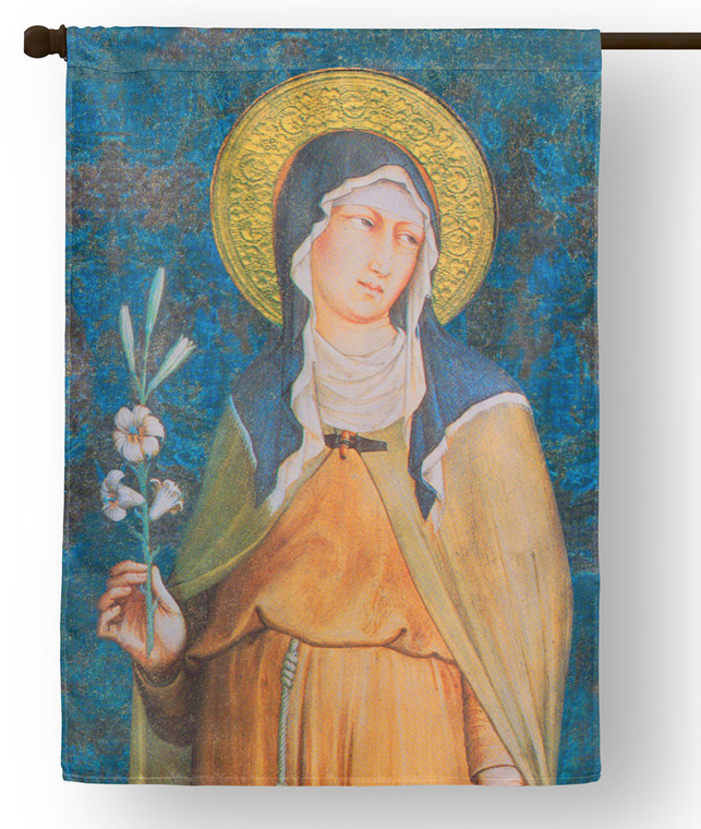 Saint Clare of Assisi Outdoor House Flag Saint Clare of Assisi Outdoor House Flag
