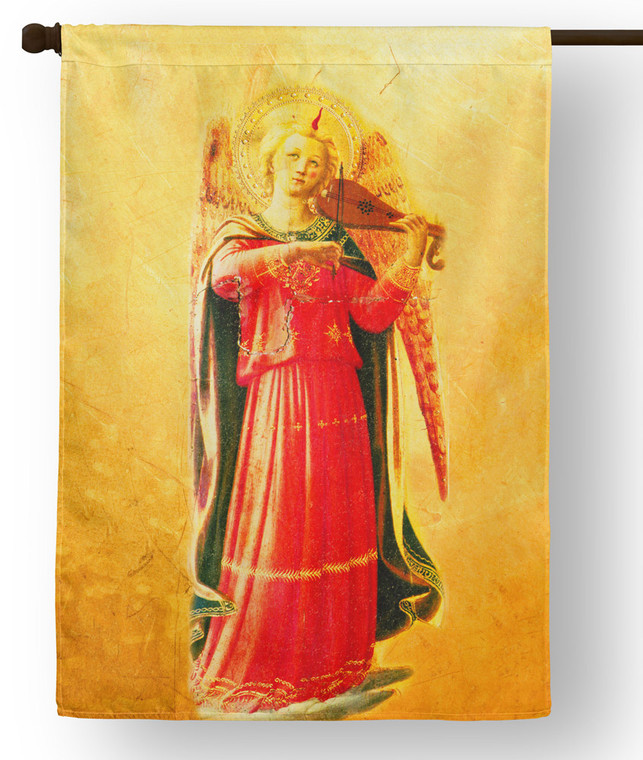 Fra Angelico Angel with Violin Outdoor House Flag Fra Angelico Angel with Violin Outdoor House Flag