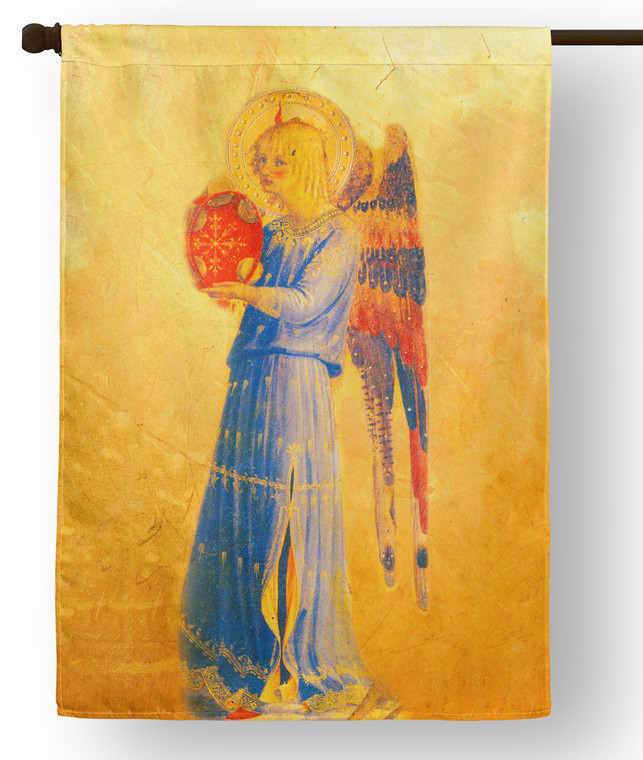 Fra Angelico Angel with Tambourine Outdoor House Flag