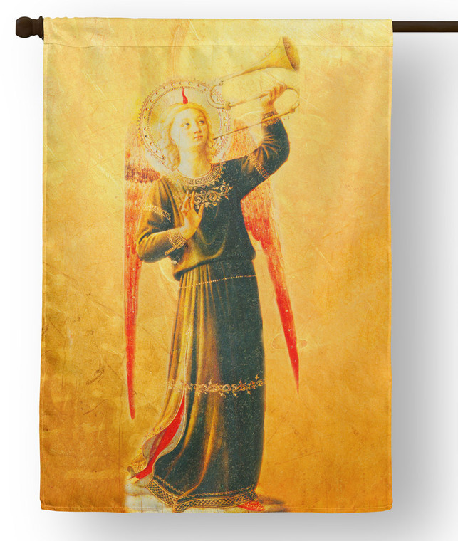 Fra Angelico Angel with Horn Outdoor House Flag Fra Angelico Angel with Horn Outdoor House Flag