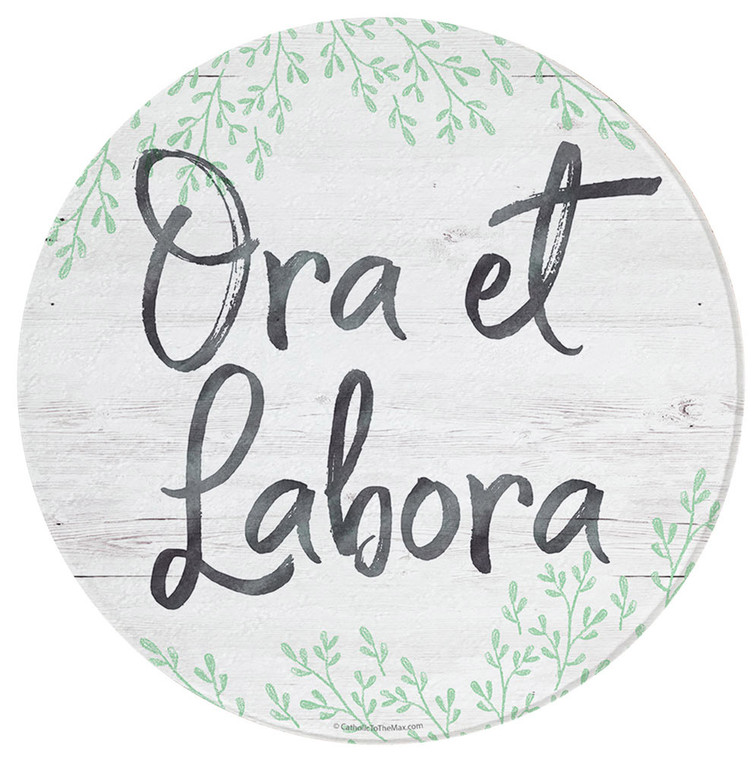 "Ora et Labora" Round Glass Cutting Board