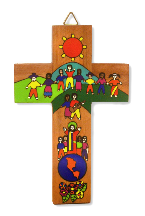 World Family Small Hand-Painted Salvadorian Cross