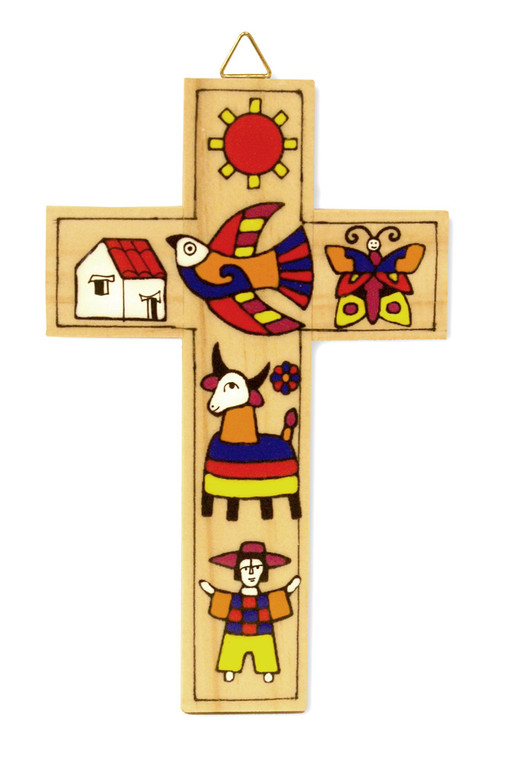 Garden Small Hand-Painted Salvadorian Cross
