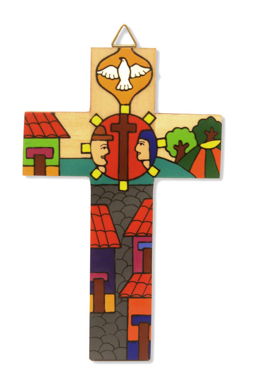 Man and Wife Small Hand-Painted Salvadorian Cross