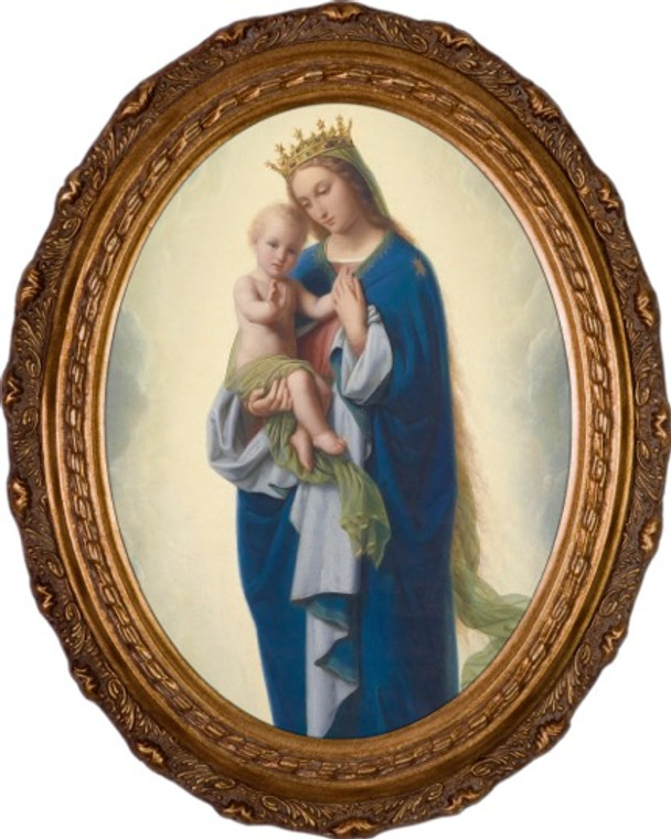 Madonna and Child by Franz Ittenbach Framed Oval Canvas