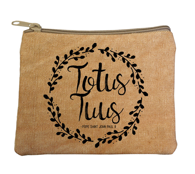 "Totus Tuus" Large Tan Rosary Bag