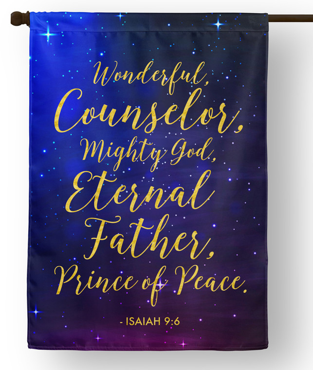 Isaiah 9:6 with Starry Night Outdoor House Flag