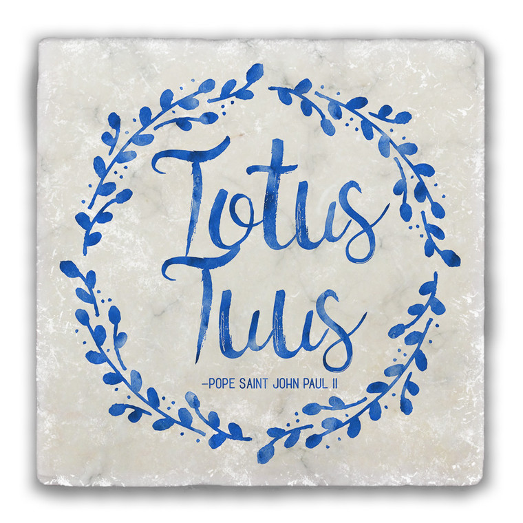 Totus Tuus Tumbled Stone Coaster