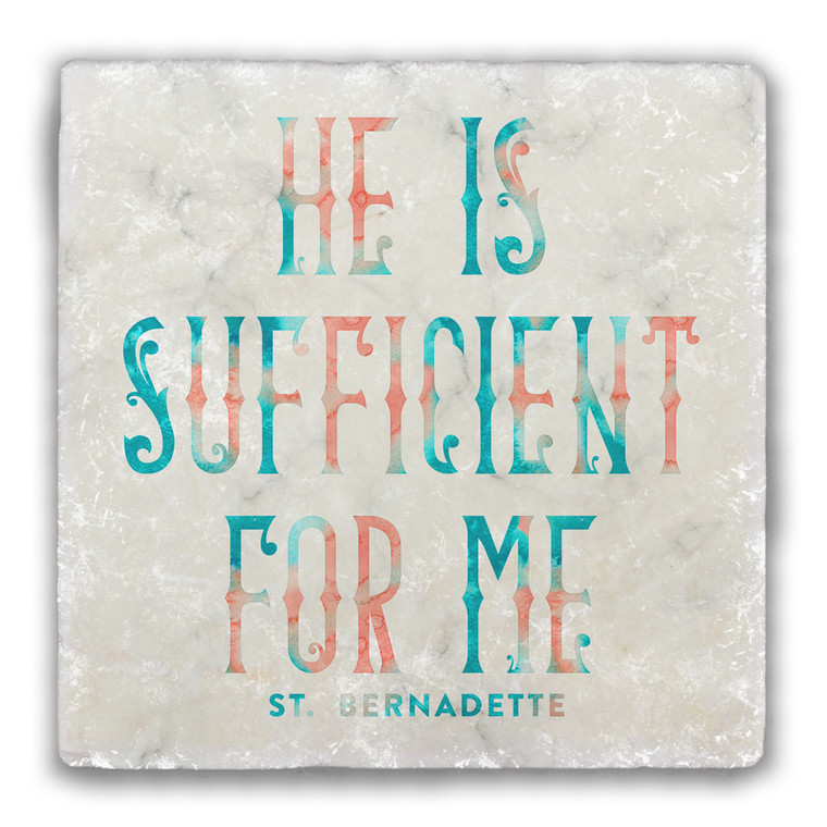 "He is Sufficient" Tumbled Stone Coaster