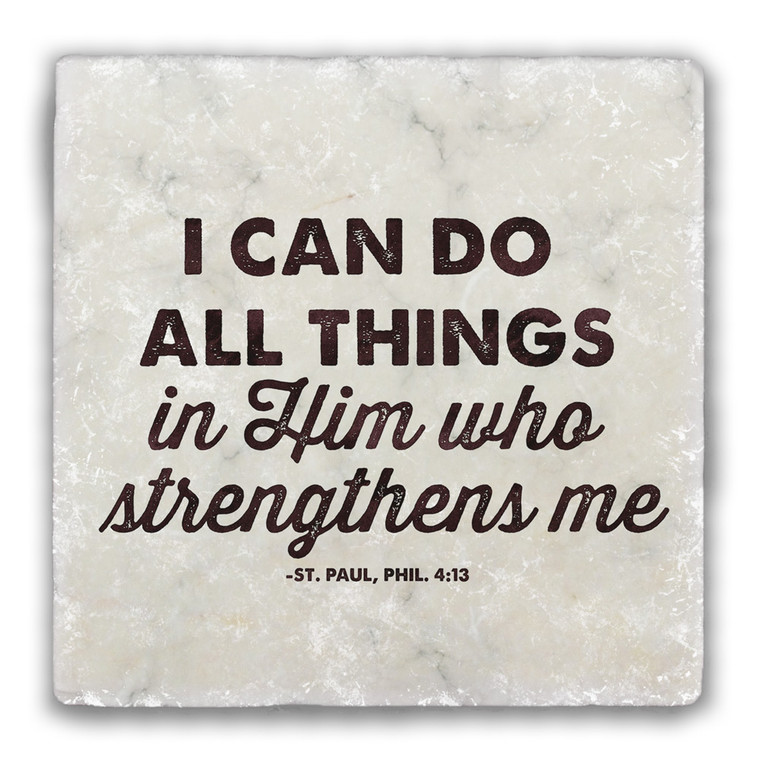 "I Can Do All Things" Tumbled Stone Coaster