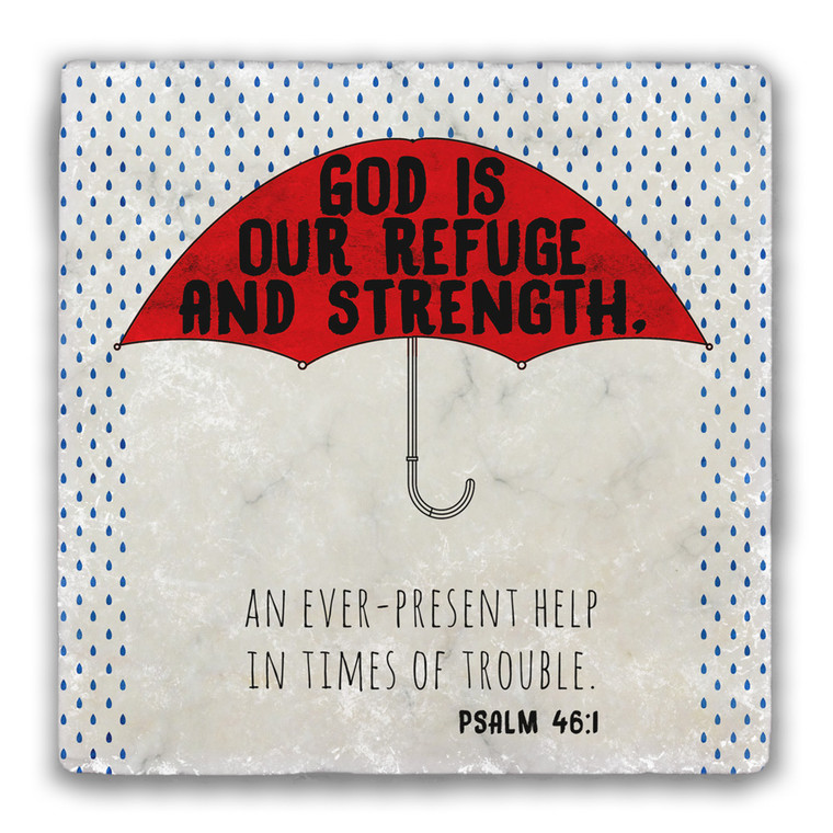 "God is our Refuge" Tumbled Stone Coaster