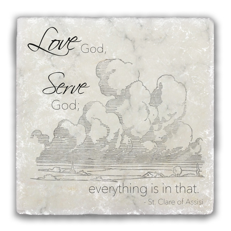 "Love God" Tumbled Stone Coaster