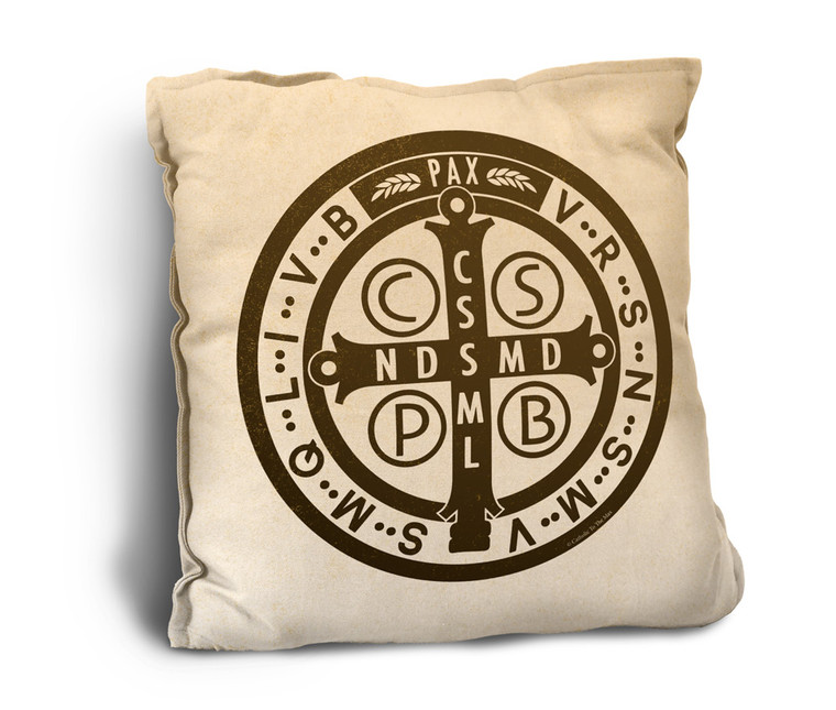 Benedictine Medal Rustic Pillow
