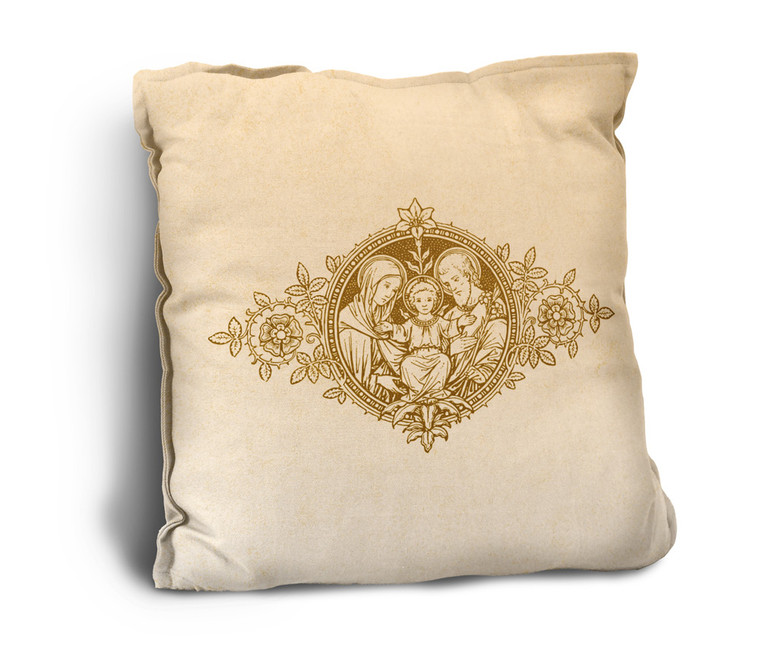 Holy Family Woodcut Rustic Pillow