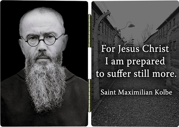 St. Maximilian Kolbe with Quote Diptych