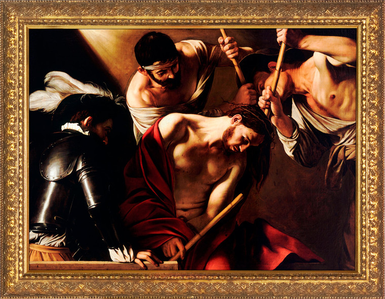 Crowning of Thorns by Caravaggio- Gold Framed Art