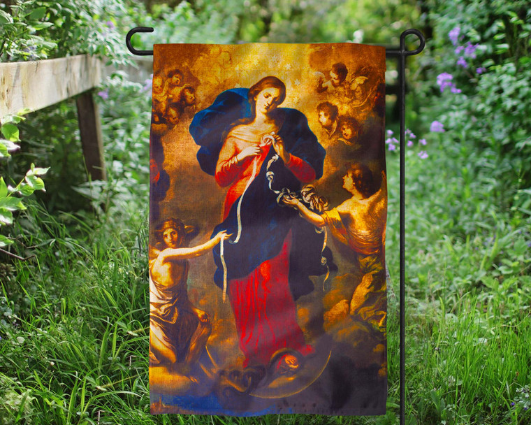 Mary, Undoer of Knots Outdoor Garden Flag