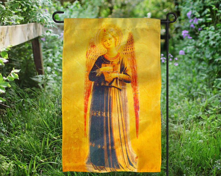 Fra Angelico Angel with Harp Outdoor Garden Flag