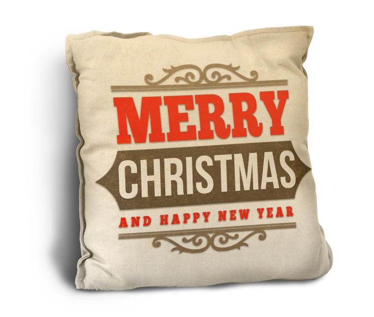 "Merry Christmas and a Happy New Year" Rustic Pillow