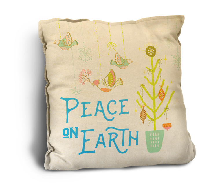 "Peace on Earth" with Birds Rustic Pillow "Peace on Earth" with Birds Rustic Pillow