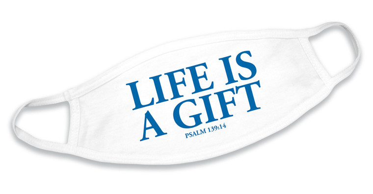 "Life Is A Gift" White Cotton Face Mask "Life Is A Gift" White Cotton Face Mask