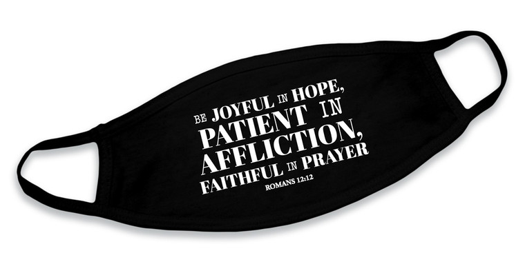 "Be Joyful In Hope" Black Cotton Face Mask