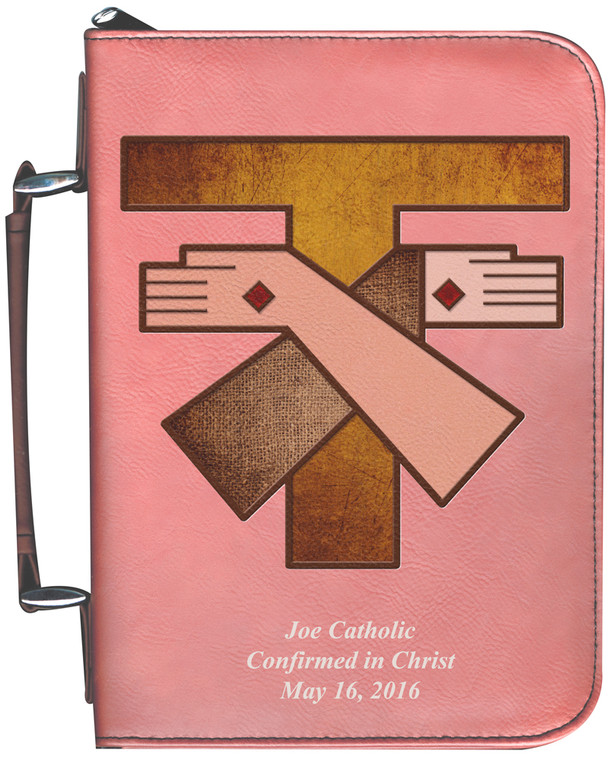 Personalized Bible Cover with Franciscan Crest Graphic -Rose