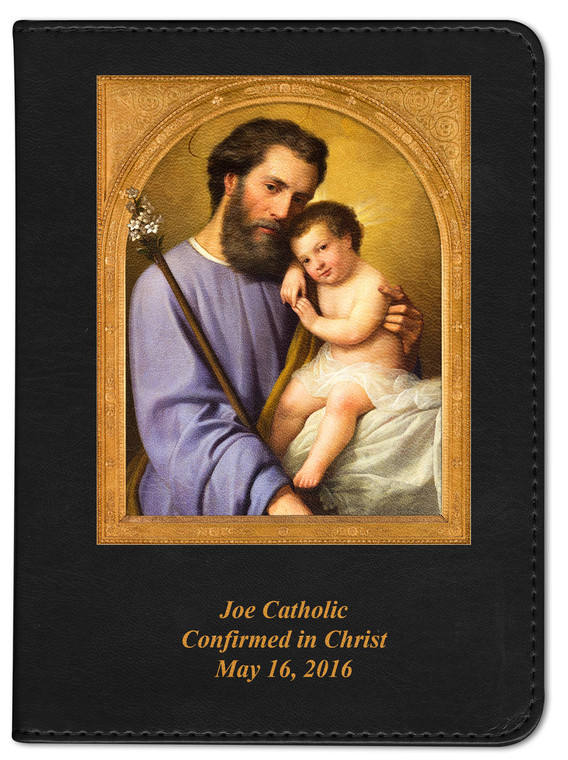 Personalized Catholic Bible with St. Joseph Cover - Black RSVCE