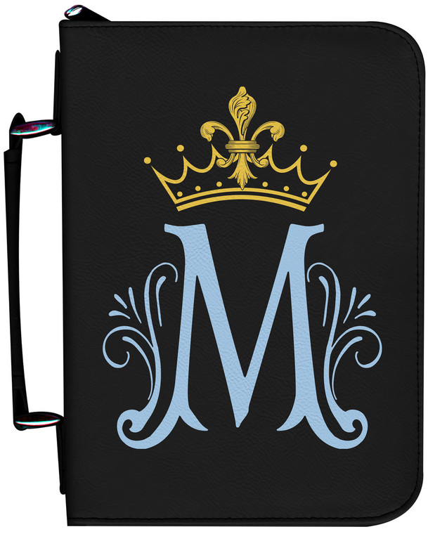 Personalized Bible Cover with Marian Symbol - Black