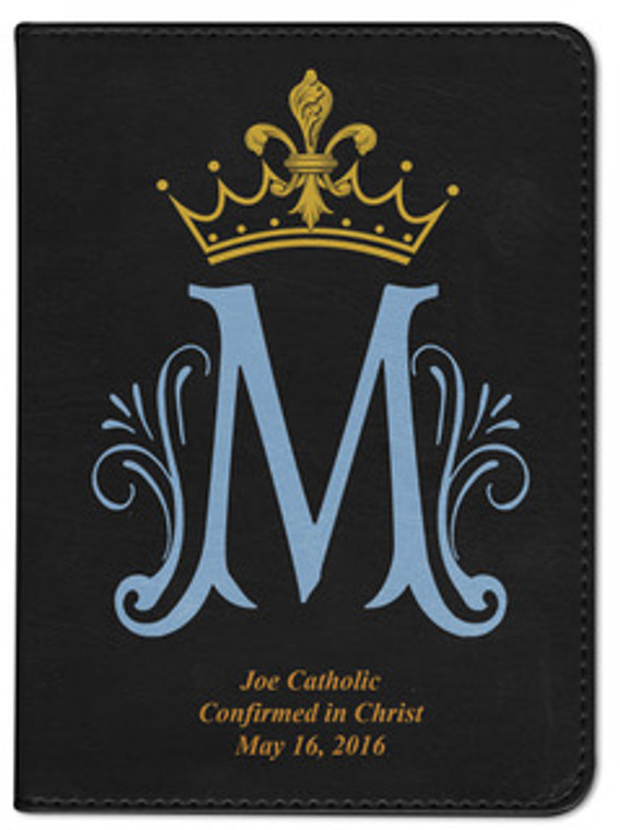 Personalized Catholic Bible with Marian Symbol - Black RSVCE