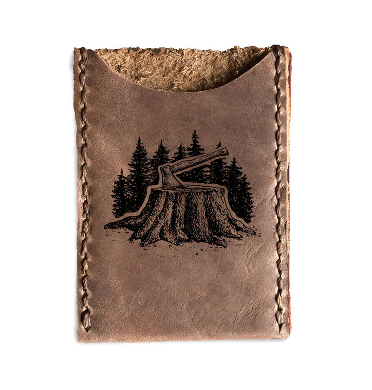 CORAGGIO Axe & Stump Leather Card Holder