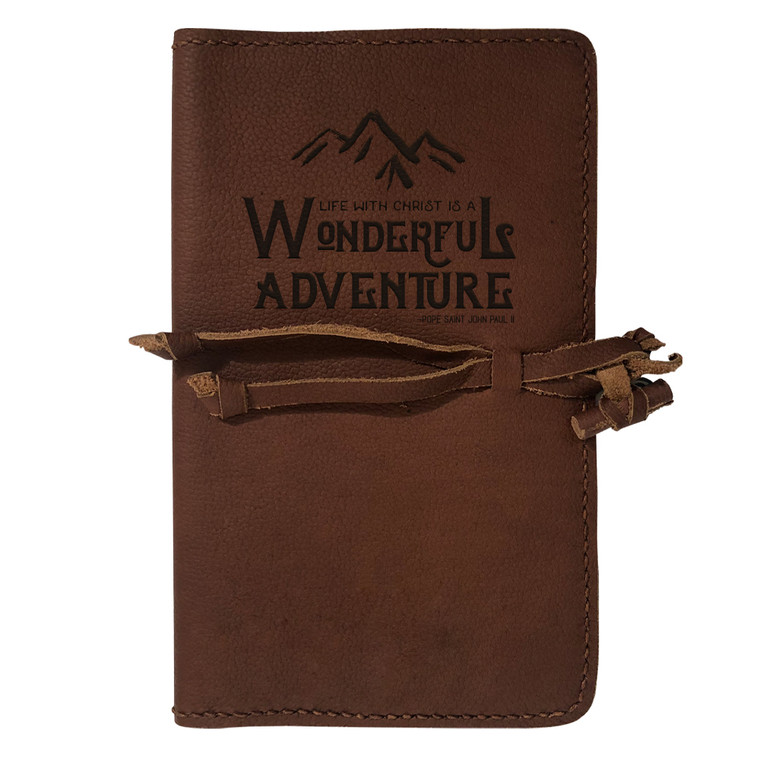 "Wonderful Adventure" Rustic Leather Journal Cover