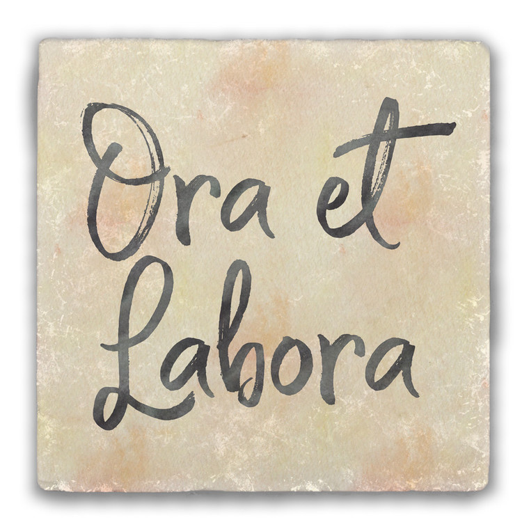 Weathered Ora et Labora Tumbled Stone Tile