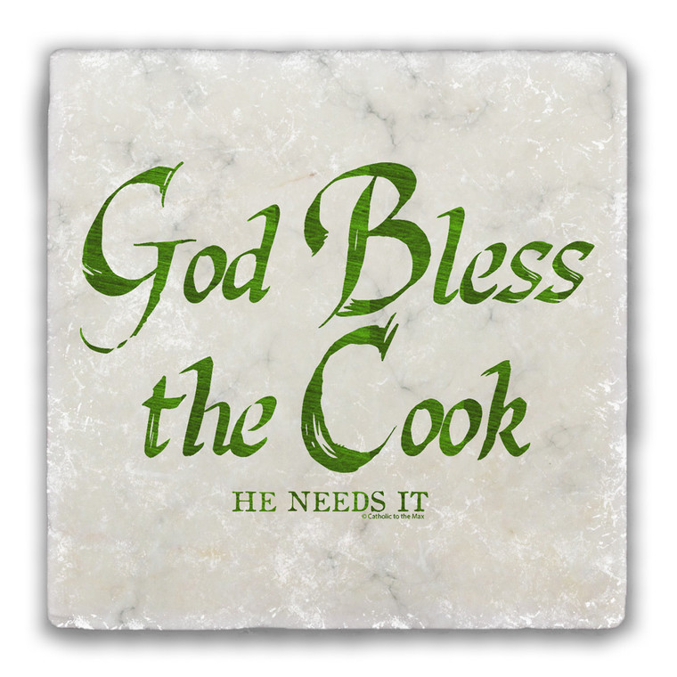 God Bless the Cook (He Needs It) Tumbled Stone Tile