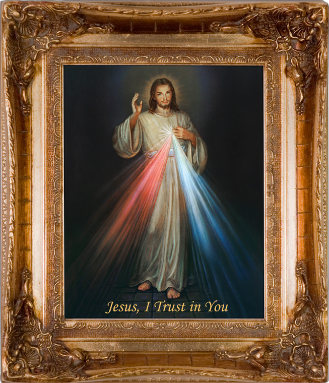 Warehouse Find: Divine Mercy - Ornate Museum Framed Canvas - Gold
