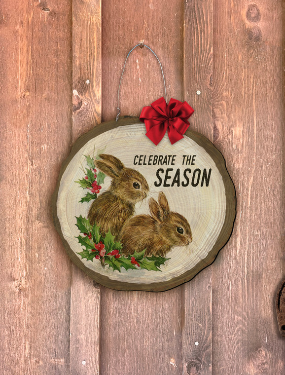 "Celebrate the Season" Log End Door Hanger