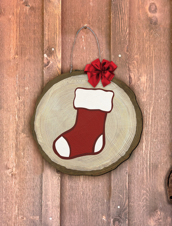 Christmas Stocking Log End Door Hanger
