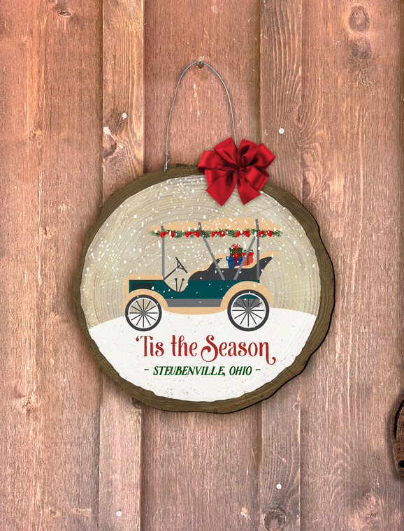 "Tis the Season (Steubenville)" Buggy Log End Door Hanger "Tis the Season (Steubenville)" Buggy Log End Door Hanger