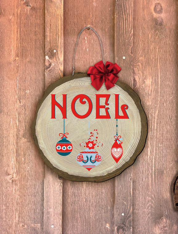 "Noel" Ornament Log End Door Hanger