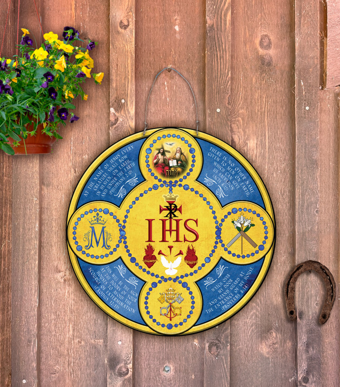 Outdoor Metal Art Holy Name Emblem